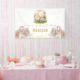 Luxury Girl Birthday Pink Gold Soccer Banner