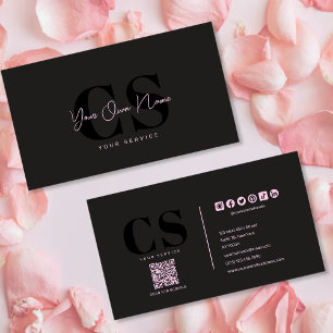 Luxury Glam Black Pink Beautician Visitenkarte