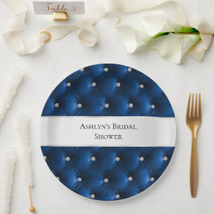 Luxury Glam Blue Imitats Velvet Pappteller