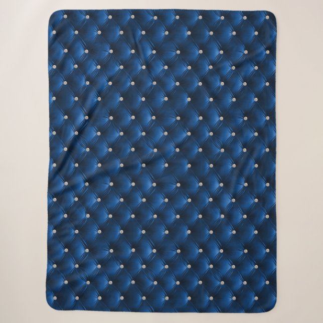 Luxury Glam Blue Imitats Velvet Sherpadecke (Vorderseite)