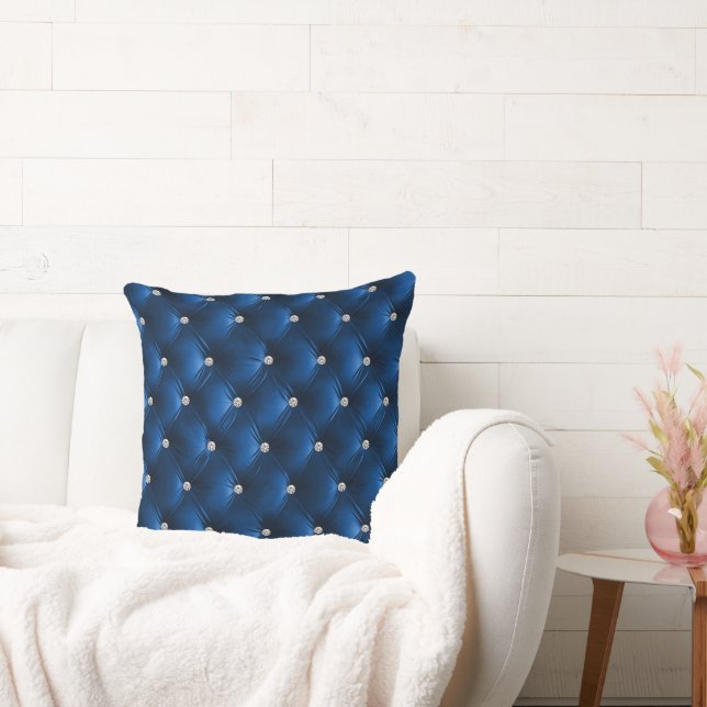 Luxury Glam Blue Soft Grau Imitats Velvet Kissen (Liege)