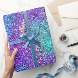 Luxury Glam Girl Lila Türkis Shimmer Glitzer Geschenkpapier