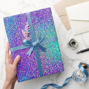Luxury Glam Girl Lila Türkis Shimmer Glitzer Geschenkpapier