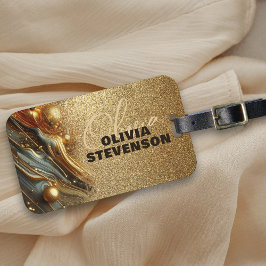 Luxury Glam Glitzer Golden Wirbel Gepäckanhänger