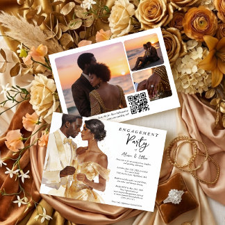 Luxury Glam Gold Couple Wedding Engagement TMF26 Einladung