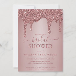 Luxury Glam Rose Gold Glitzer Tropfen Brautparty Einladung