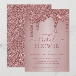 Luxury Glam Rose Gold Glitzer Tropfen Brautparty Einladung
