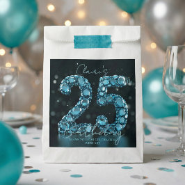 Luxury Glam Teal Blue 3D Bubble Gems 25th Birthday Geschenktütchen