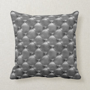 Luxury Glam Tufted Leather Opulent Graphite Grau Kissen