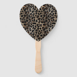 Luxury Glitter Brown Black Gold Leopard Pattern Fächer