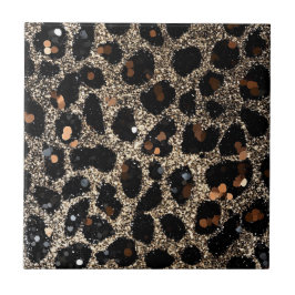 Luxury Glitter Brown Black Gold Leopard Pattern Fliese