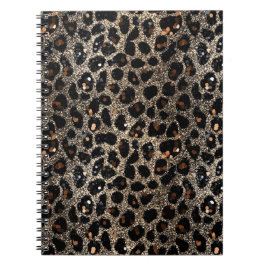 Luxury Glitter Brown Black Gold Leopard Pattern Notizblock