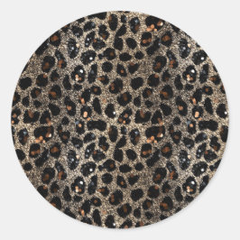 Luxury Glitter Brown Black Gold Leopard Pattern Runder Aufkleber