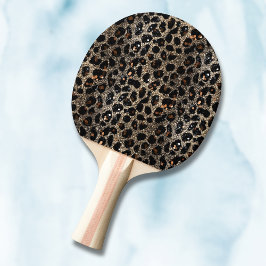 Luxury Glitter Brown Black Gold Leopard Pattern Tischtennis Schläger