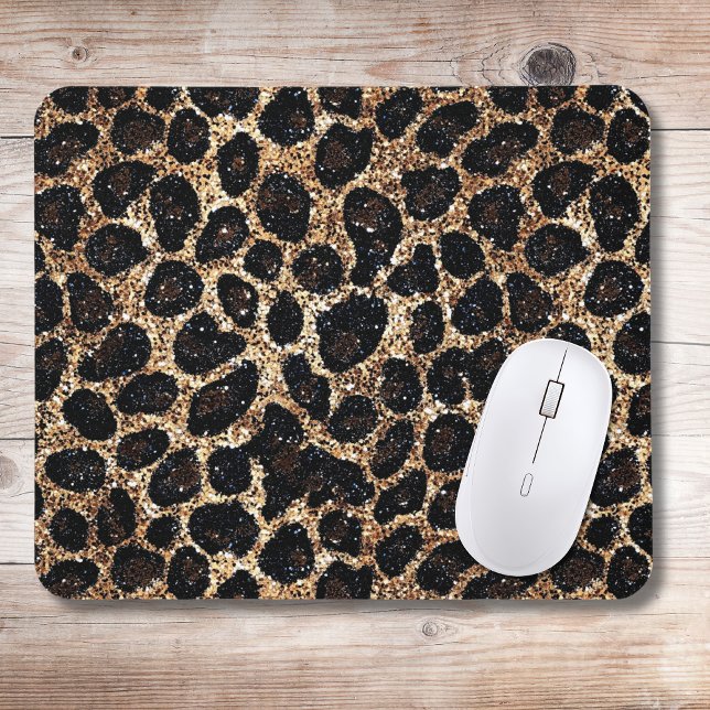 Luxury Glitter Gold Brown Black Leopard Pattern Mousepad (Von Creator hochgeladen)