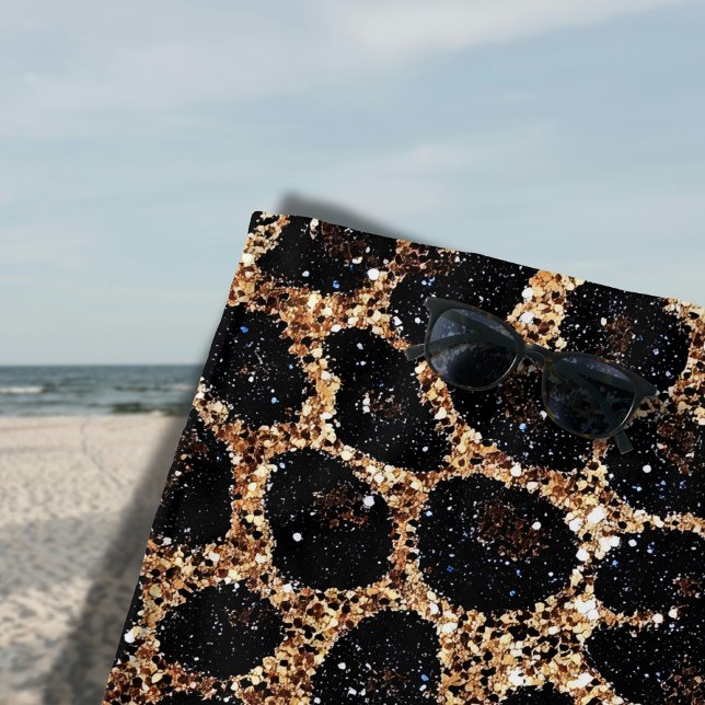 Luxury Glitter Gold Brown Black Leopard Pattern Strandtuch (Von Creator hochgeladen)