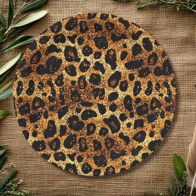 Luxury Glitter Gold Brown Rust Leopard Pattern Pappteller (Von Creator hochgeladen)