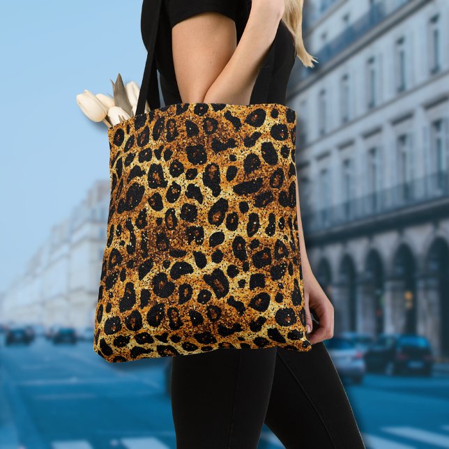 Luxury Glitter Gold Brown Rust Leopard Pattern Tasche (Von Creator hochgeladen)