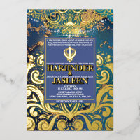 Luxury Glitzer Blue Sikh Anand Karaj Indian