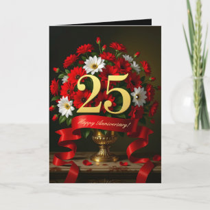 Luxury Gold 25. Hochzeitsszenario Bouquet Karte