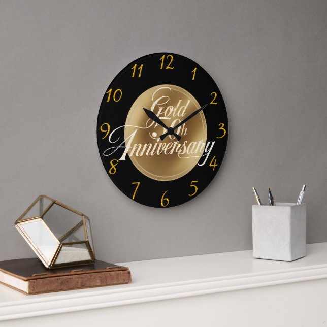 Luxury Gold 50 Jahre Jubiläum Große Wanduhr (Büro)