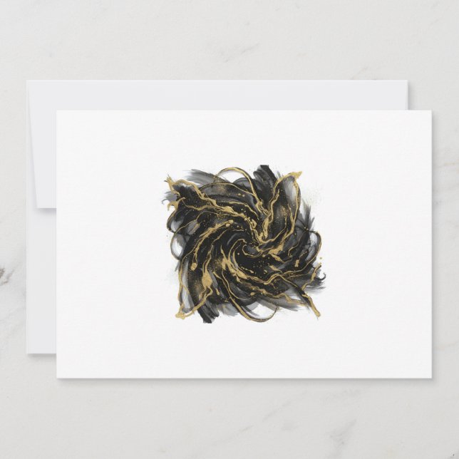 Luxury Gold and Black Abstract Marble Ink Flow Save The Date (Vorderseite)