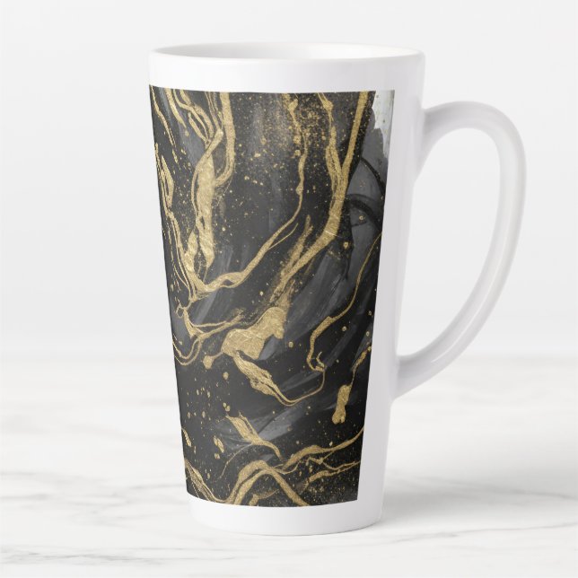 Luxury Gold and Black Abstract Marble  Milchtasse (Rechts)