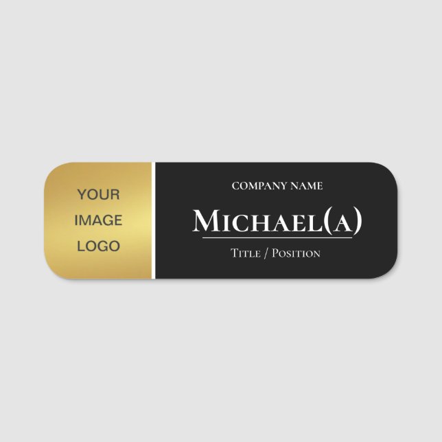 Luxury Gold and Black Company LOGO: Modernes Elega Namensschild (Vorderseite)