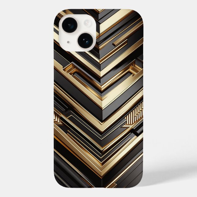 Luxury Gold and Black Geometric Phone Case Modern (Rückseite)