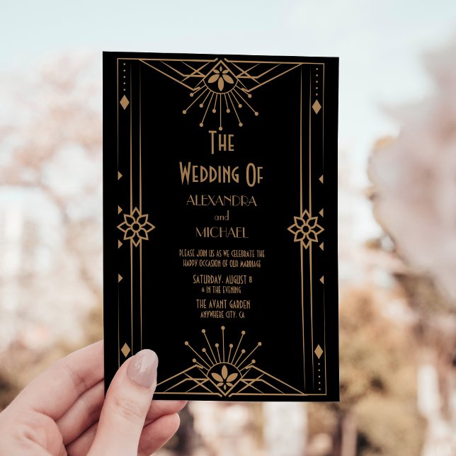 Luxury Gold Art Deco Große Hochzeit der 20er Jahre Einladung (Von Creator hochgeladen)