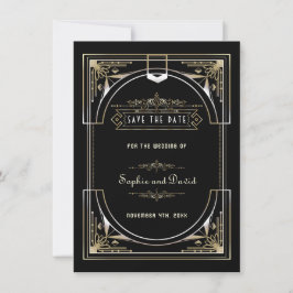 Luxury Gold Black Great 20er Stil Hochzeit Save The Date