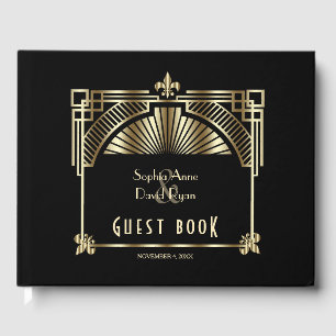 Luxury Gold Black Great Gatsby Roaring 20er Hochze Gästebuch