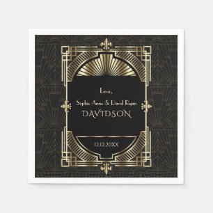 Luxury Gold Black Great Gatsby Roaring 20er Hochze Serviette