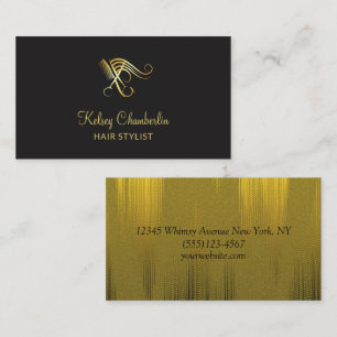 Luxury Gold & Black Hair Stylist Salon Scheren Visitenkarte