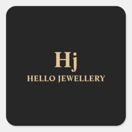 Luxury Gold Black Monogram Minimal Quadratischer Aufkleber