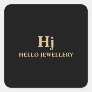 Luxury Gold Black Monogram Minimal Quadratischer Aufkleber