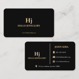 Luxury Gold Black Monogram Minimal Visitenkarte