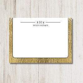 Luxury Gold Black Texture Lined Name Three Initial Mitteilungskarte