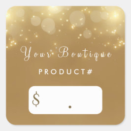 Luxury Gold Bokeh Glamour Boutique Preis Tags Quadratischer Aufkleber