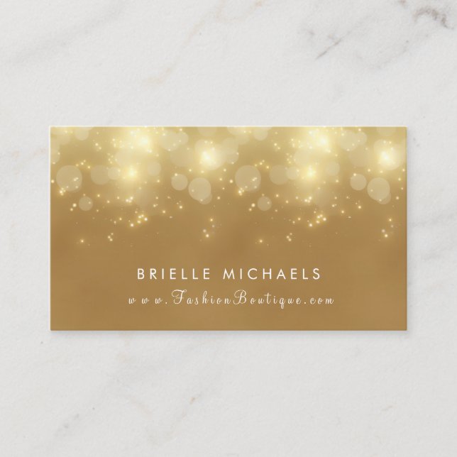 Luxury Gold Bokeh Glamour Boutique Visitenkarte (Vorderseite)