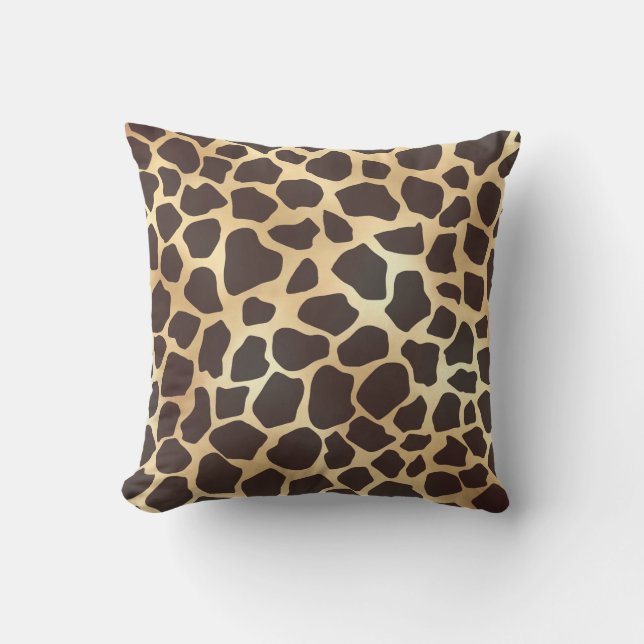 Luxury Gold Brown Giraffe Tierdruckmuster Kissen (Vorderseite)