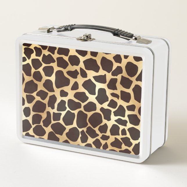 Luxury Gold Brown Giraffe Tierdruckmuster Metall Brotdose (Vorderseite)