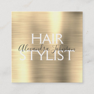 Luxury Gold Brushed Metal Haar Stylist Quadratische Visitenkarte