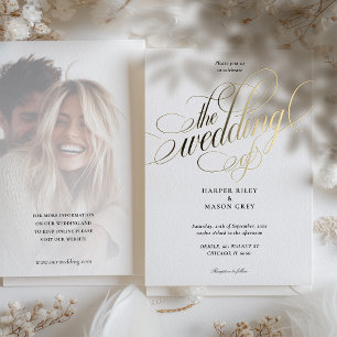 Luxury Gold Calligraphy Wedding Elegant Script Folieneinladung