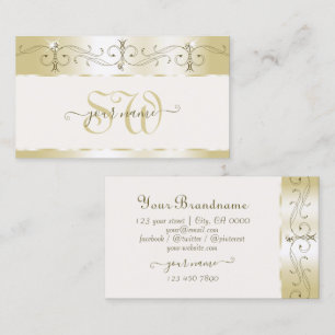 Luxury Gold Cream Verziert Sparkling Juwelen Monog Visitenkarte