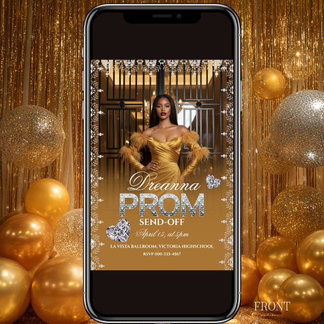 Luxury Gold Elegant Prom Send-Off Invitation (Créateur téléchargé)