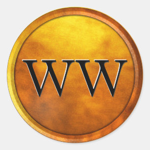 Luxury Gold Embossed Monogram Runder Aufkleber