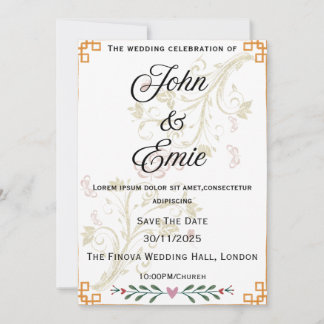 Luxury Gold Floral Wedding Einladung