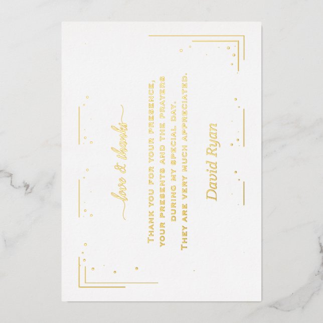 Luxury GOLD FOIL Bestätigung Danke Karte (Vorderseite)