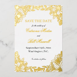 Luxury Gold Foil Floral Save The Date Card Folieneinladung